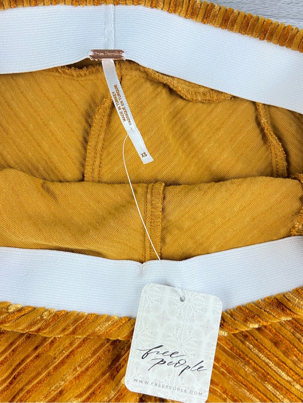 Free People Penny Pull On Velvet Flared Pants Size XS Bronzer Gold Retro Boho - Picture 12 of 15